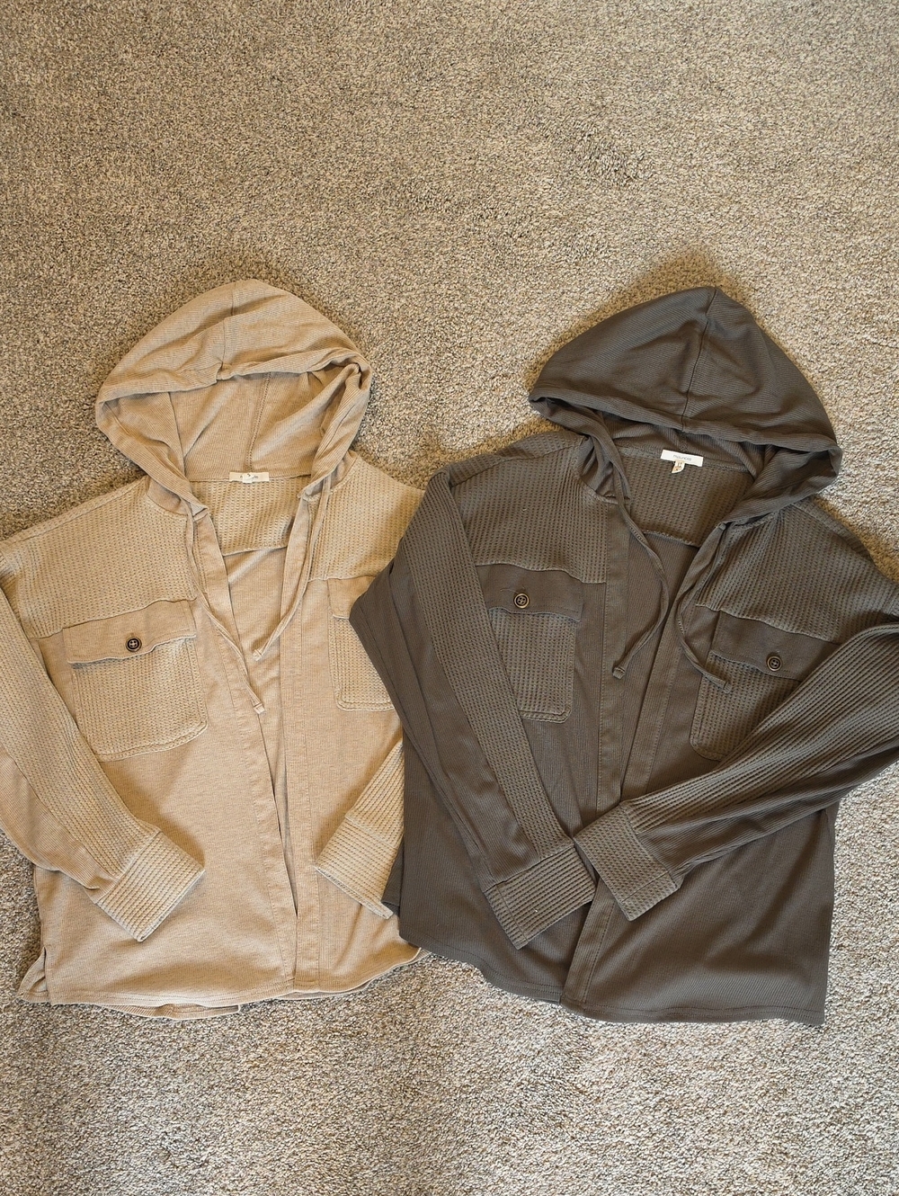 Maurices Lightweight Hooded Shirt Jacket Duo - Beige & Brown